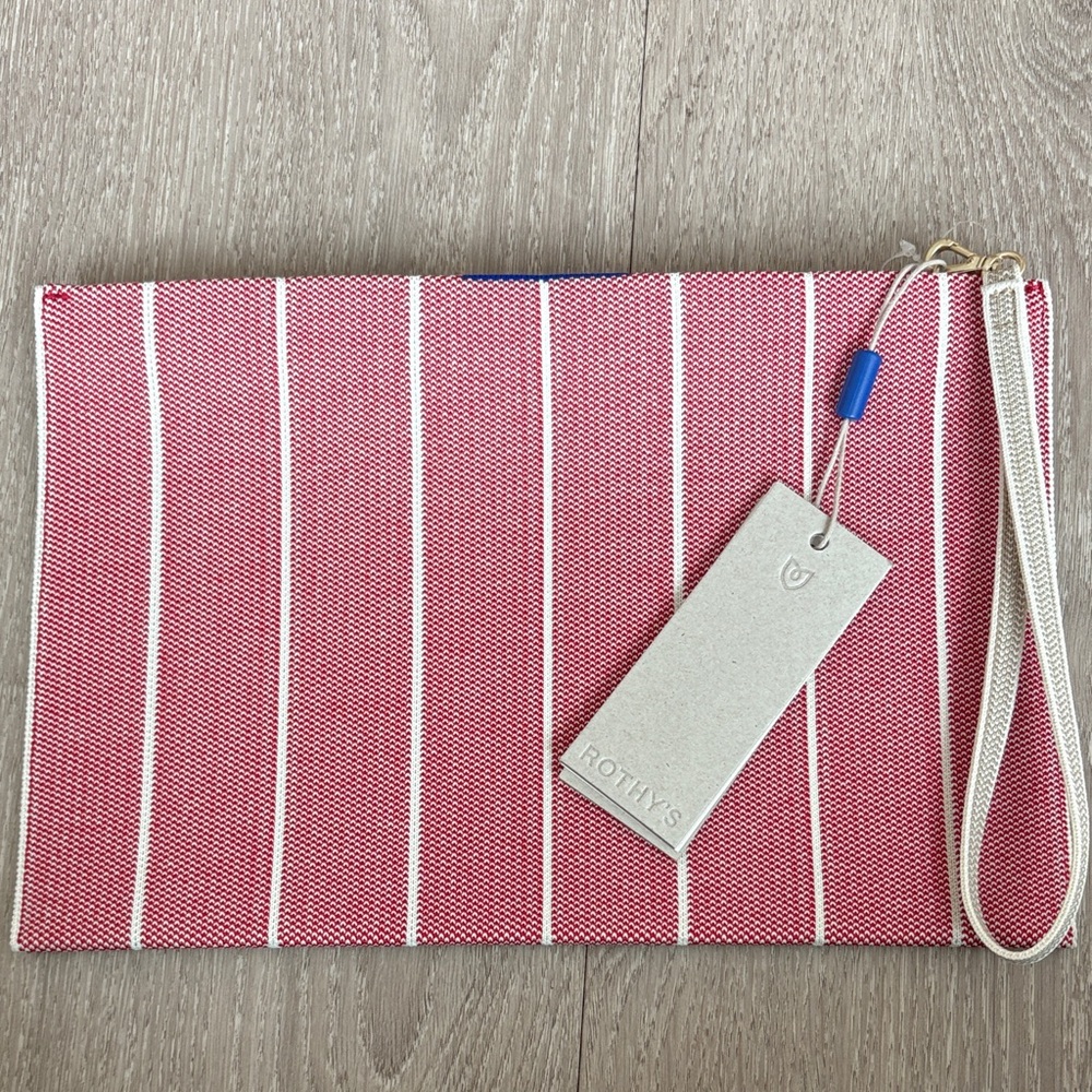 Rothy's Red and White Striped Clutch